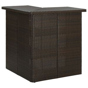 vidaXL Narożny stolik barowy, brązowy, 100x50x105 cm, rattan PE