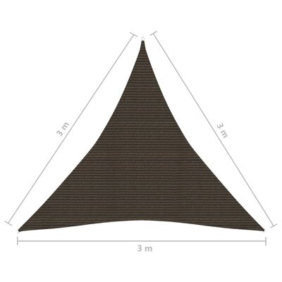 vidaXL Żagiel przeciwsłoneczny, 160 g/m², brązowy, 3x3x3 m, HDPE