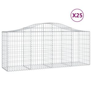 vidaXL Kosze gabionowe, 25 szt, 200x50x80/100 cm, galwanizowane żelazo