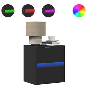 vidaXL Wisząca szafka nocna z podświetleniem LED, czarna