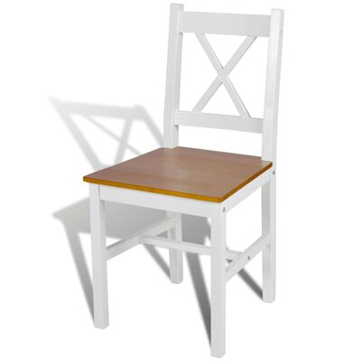 vidaXL Krzesła stołowe, 4 szt., białe, drewno sosnowe