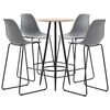 vidaXL 5-częściowy zestaw mebli barowych, plastik, szary