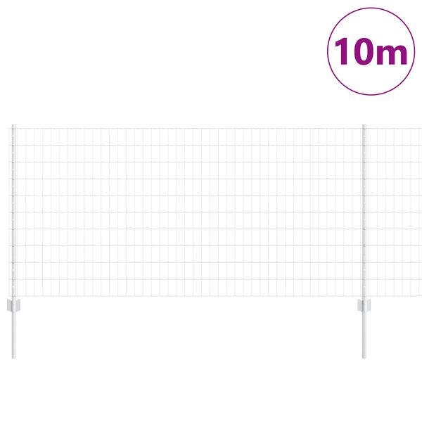 vidaXL Ogrodzenie z słupkiem Srebrny 1 x 10 m Stal