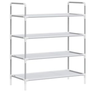 vidaXL Stojak na buty z 4 p&oacute;łkami, metal i wł&oacute;knina, srebrny