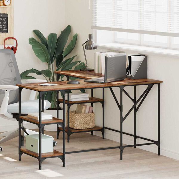 vidaXL Biurko Stare drewno 139 x 139 x 75 cm Materiał drewnopochodny