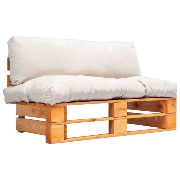 vidaXL Sofa ogrodowa z palet z piaskowymi poduszkami, sosna