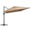 vidaXL Parasol wiszący z LED i aluminiowym słupkiem, 400x300 cm, taupe