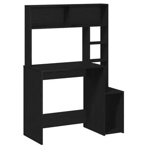 vidaXL Biurko z p&oacute;łkami, czarne 100x45x140 cm, materiał drewnopochodny