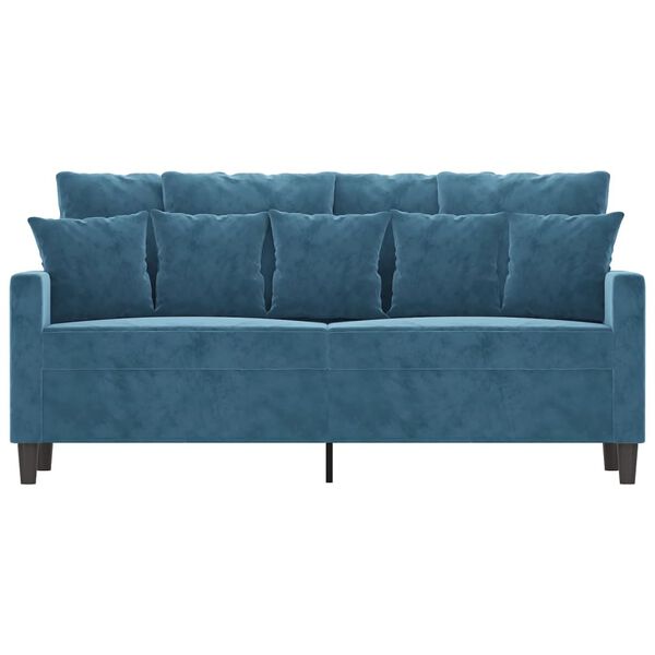 vidaXL Sofa 2-osobowa, niebieski, 140 cm, tapicerowana aksamitem