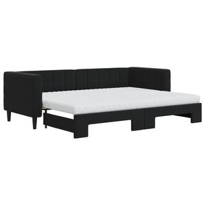 vidaXL Sofa rozsuwana z materacami, czarna, 80x200 cm, aksamit