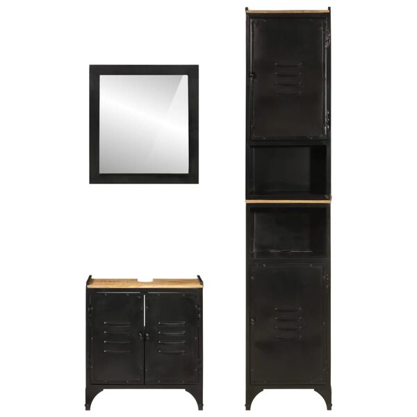 vidaXL 3-cz. zestaw mebli łazienkowych, żelazo i drewno mango