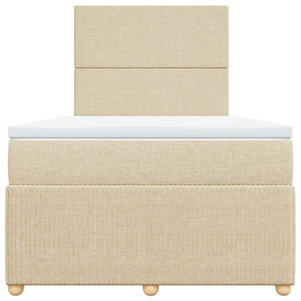 vidaXL Ł&oacute;żko kontynentalne z materacem, kremowe, 120x190 cm, tkanina