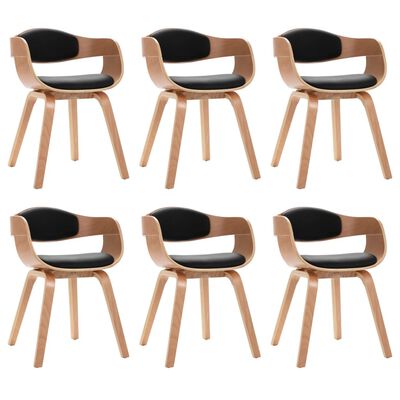 vidaXL Krzesła stołowe, 6 szt., gięte drewno i sztuczna skóra