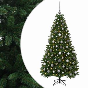 vidaXL Sztuczna choinka, średniozielona, z bombkami 180 cm 300 LED