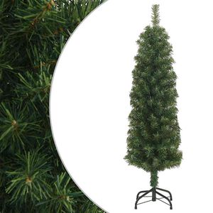 vidaXL Smukła sztuczna choinka ze stojakiem, zielona, 150 cm, PVC