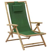 vidaXL Fotel rozkładany, zielony, bambus i tkanina