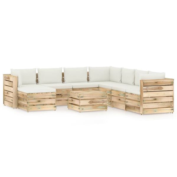 vidaXL 9-cz. zestaw wypoczynkowy do ogrodu, z poduszkami, drewniany