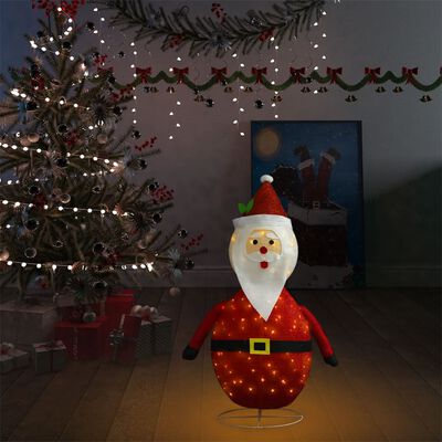 vidaXL Dekoracja świąteczna, Mikołaj z LED, luksusowa tkanina, 90 cm