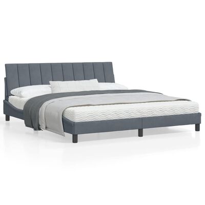 vidaXL Rama łóżka z zagłówkiem, ciemnoszara, 180x200 cm, aksamitna