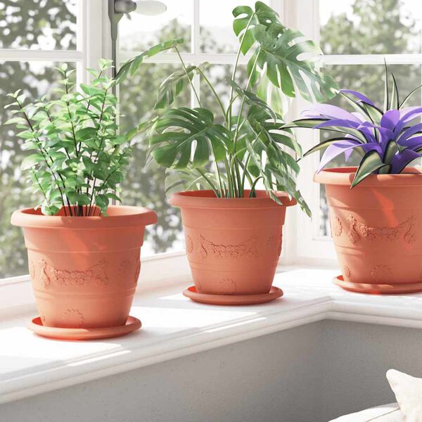 vidaXL Okrągły Talerzyk Kwiatowy 24 pcs Czerwony ceglasty &Oslash; 14 x 2 cm