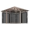 vidaXL Altana z moskitierą i sznurem lampek LED, 3x3x2,73 cm, taupe