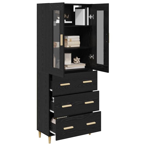 vidaXL Highboard z szufladą Czarny Dąb 69,5 x 34 x 180 cm