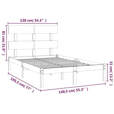 vidaXL Rama łóżka, miodowy brąz, lite drewno, 135x190 cm, podwójna