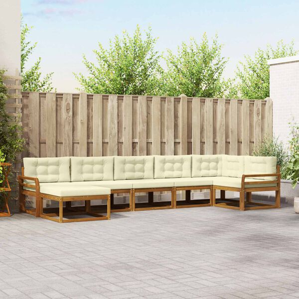 vidaXL Zestaw sof na zewnątrz z poduszką 7 pcs Naturalny i Kremowy