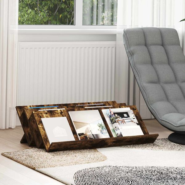 vidaXL Regał na gazety z p&oacute;łką Dąb wędzony 90 x 53 x 28,5 cm