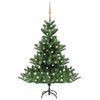 vidaXL Sztuczna jodła kaukaska z LED i bombkami, zielona, 150 cm