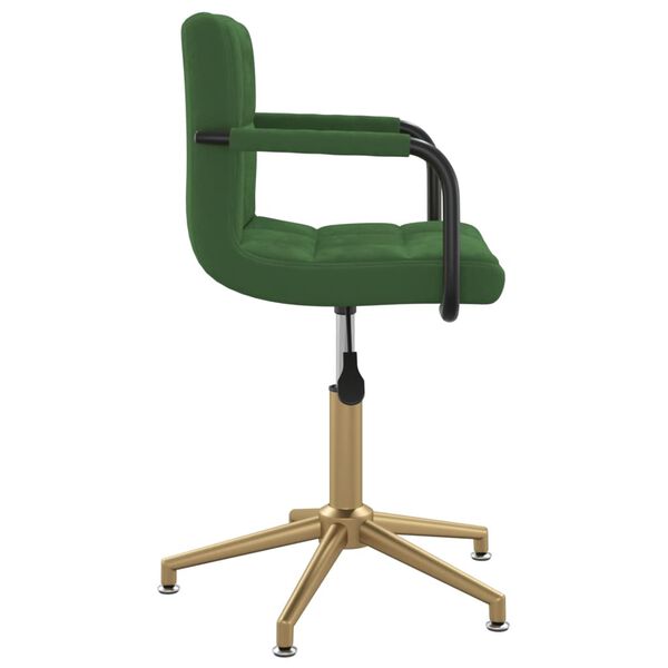 vidaXL Obrotowe krzesło stołowe, ciemnozielone, obite aksamitem