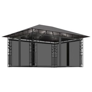 vidaXL Altana z moskitierą i sznurem lampek LED, 4x3x2,73 cm, antracyt