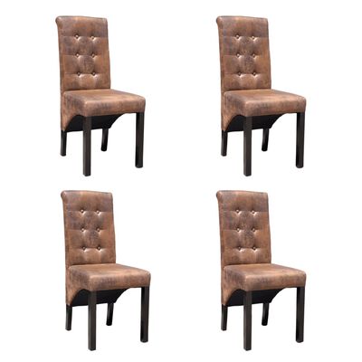 vidaXL Krzesła stołowe, 4 szt., brązowe, sztuczna skóra
