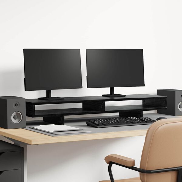 vidaXL Stojak na Monitor z p&oacute;łką Czarny 100 x 27 x 15 cm