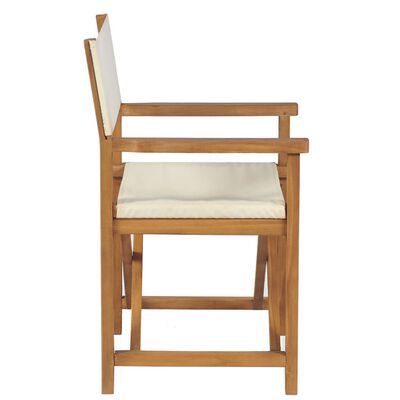 vidaXL Składane krzesło reżyserskie, lite drewno tekowe, kremowe