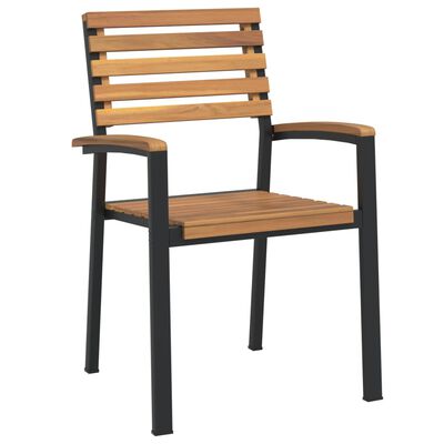vidaXL Sztaplowane krzesła ogrodowe, 2 szt., drewno akacjowe i metal