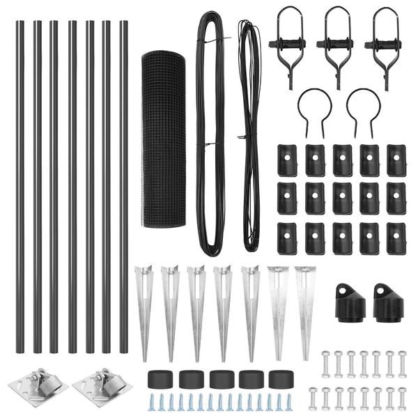 vidaXL Słupek ogrodzeniowy. Szary 10 x 0,5 m (siatka 25 x 25 mm) Stal