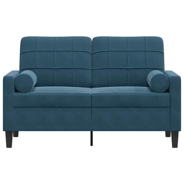 vidaXL 2-osobowa sofa z poduszkami, niebieska, 120 cm, aksamit