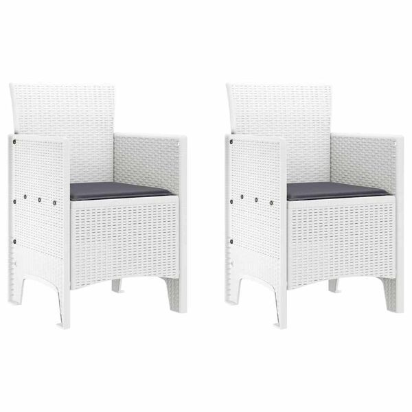 vidaXL Krzesło Ogrodowe 2 pcs Biały 53 x 49 x 85 cm polipropylen