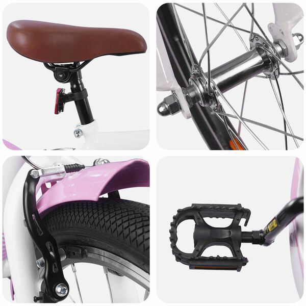 vidaXL Rower Dziecięcy 18 Cali dla dzieci w wieku 5-7 lat Jasny r&oacute;ż