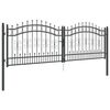 vidaXL Brama ogrodzeniowa z wł&oacute;cznią, czarna, 305x100 cm, malowana proszkowo, stal