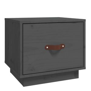 vidaXL Szafka nocna, szara, 40x34x35 cm, lite drewno sosnowe