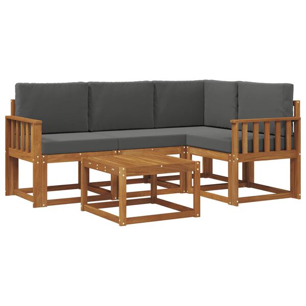 vidaXL Zestaw sof na zewnątrz z poduszką 5 pcs Naturalny i Antracytowy