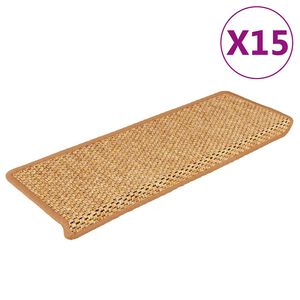 vidaXL Samoprzylepne nakładki na schody, 15 szt., 65x21x4cm, sisal