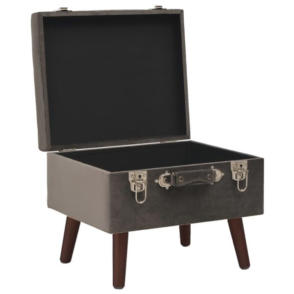 vidaXL Stołek ze schowkiem, szary, 40 cm, aksamitny