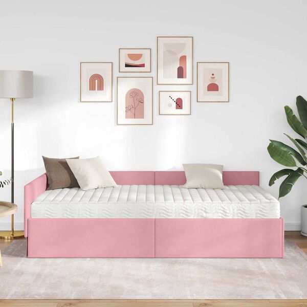 vidaXL Rama Ł&oacute;żka Narożnego z Materacem Inny 2 pcs Szary Aksamit