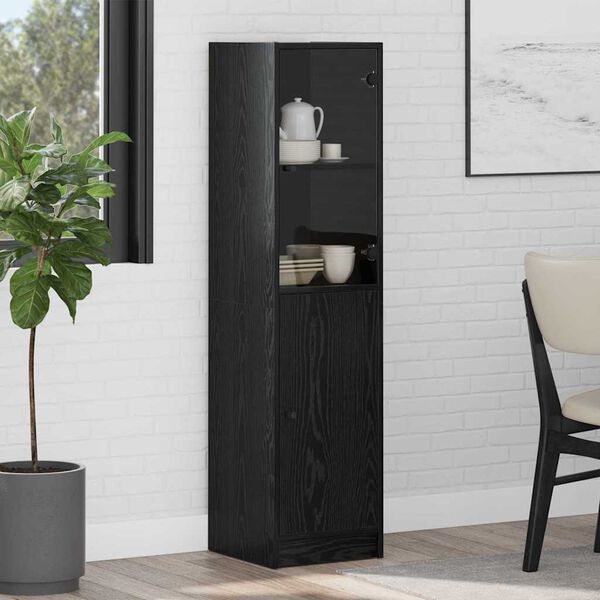 vidaXL Highboard Czarny Dąb 35 x 37 x 142 cm Materiał drewnopochodny