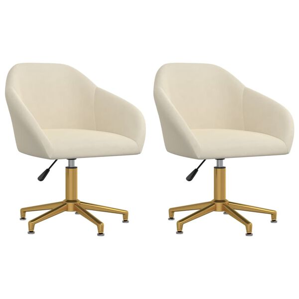 vidaXL Obrotowe krzesła stołowe, 2 szt., kremowe, obite aksamitem