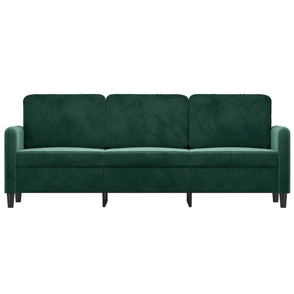 vidaXL Sofa 3-osobowa, ciemnozielony, 180 cm, obita aksamitem