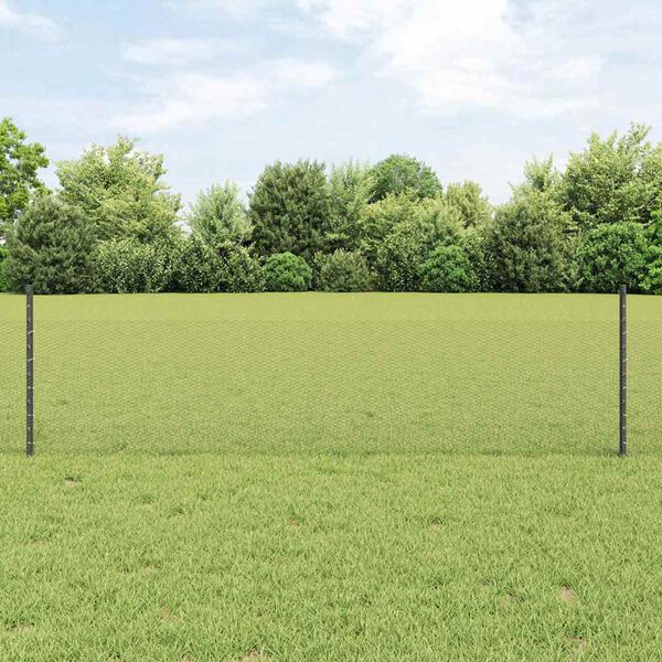 vidaXL Ogrodzenie z słupkiem Szary 0,5 x 25 m Stal